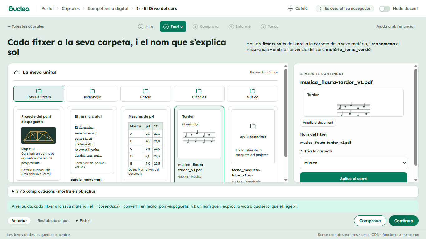 Organitzar fitxers en un entorn simulat